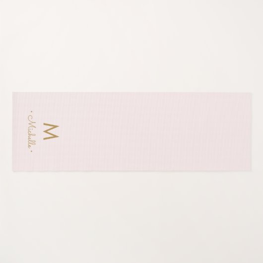 Modern Blush Pink Gold Script Monogram ヨガマット (正面(横))