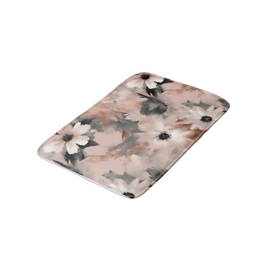 Modern Blush Pink Gray Floral  バスマット (アングル)