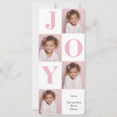 Modern Blush Pink JOY Vertical Photo Christmas  (正面)