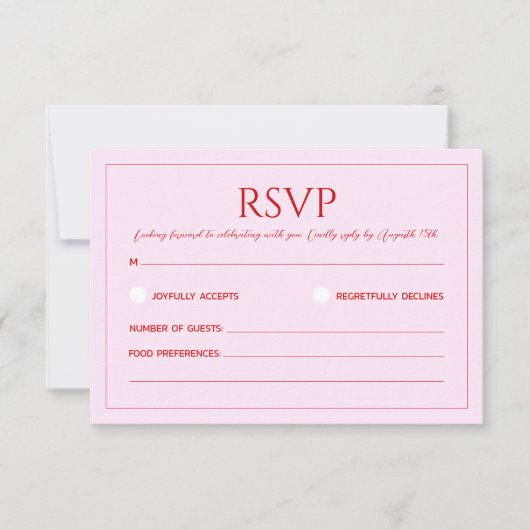 Modern blush pink minimalist wedding 出欠カード (正面)