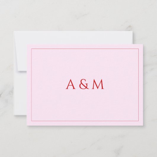 Modern blush pink minimalist wedding 出欠カード (裏面)