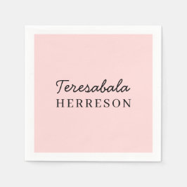 Modern Blush Pink Monogram Design スタンダードカクテルナプキン