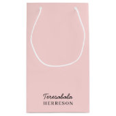 Modern Blush Pink Monogram Design スモールペーパーバッグ (裏面)