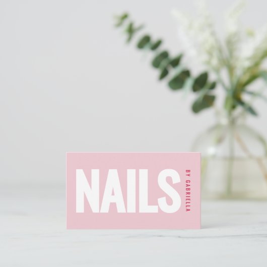Modern Blush Pink Nail Salon QR Code 名刺 (スタンド正面)
