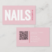 Modern Blush Pink Nail Salon QR Code 名刺 (正面/裏面)