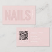 Modern Blush Pink Nail Tech QR Code 名刺 (正面/裏面)
