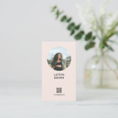Modern Blush Pink Photo Social Media Business Card 名刺 (スタンド正面)