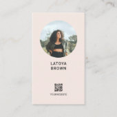 Modern Blush Pink Photo Social Media Business Card 名刺 (正面)