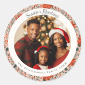 Modern Blush Pink Poinsettia Flowers Christmas ラウンドシール (正面)