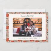 Modern Blush Pink Poinsettia Photo Christmas シーズンカード (正面)