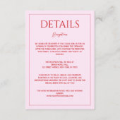 Modern blush pink red minimalist wedding details エンクロージャーカード (正面)