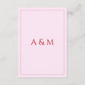 Modern blush pink red minimalist wedding details エンクロージャーカード (裏面)