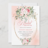 Modern Blush Pink Rose Gold Bridal Shower Card 招待状 (正面)