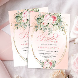 Modern Blush Pink Rose Gold Bridal Shower Card 招待状