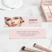 Modern Blush Pink Script Font Makeup Artist Photo スキニー名刺