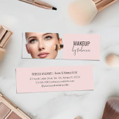 Modern Blush Pink Script Font Makeup Artist Photo スキニー名刺