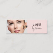 Modern Blush Pink Script Font Makeup Artist Photo スキニー名刺 (正面)