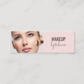 Modern Blush Pink Script Font Makeup Artist Photo スキニー名刺 (正面)