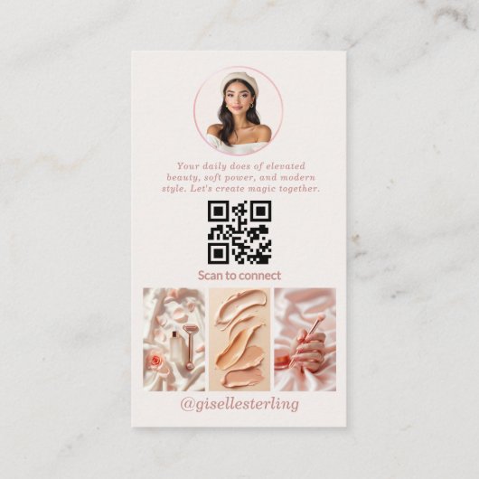 Modern Blush Pink Social Media Influencer 名刺 (裏面)