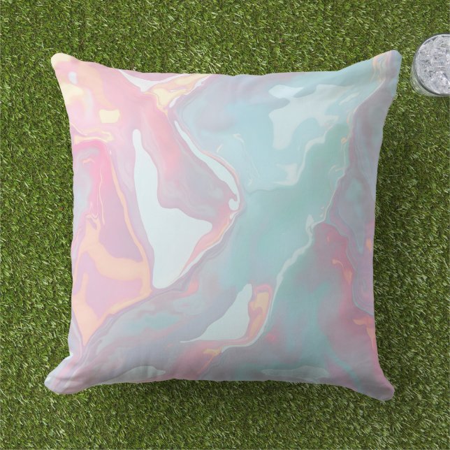 Modern Blush Pink Soft Mint Gold Luxury Collection アウトドアクッション (芝生)