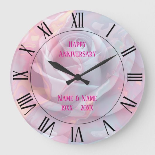 Modern Blush Pink Soft Mint Gold Luxury Collection ラージ壁時計 (正面)