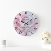 Modern Blush Pink Soft Mint Gold Luxury Collection ラージ壁時計 (ホーム)