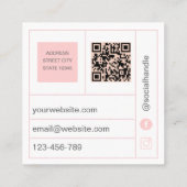Modern Blush pink Thank You Card Order Inser スクエア名刺 (裏面)