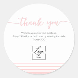 Modern Blush pink Thank You Order Inser ラウンドシール