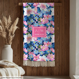 Modern blush pink watercolor preppy wedding gift フリースブランケット