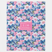 Modern blush pink watercolor preppy wedding gift フリースブランケット (正面)