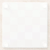 Modern Blush Pink White Checkered ガラスコースター (裏面)