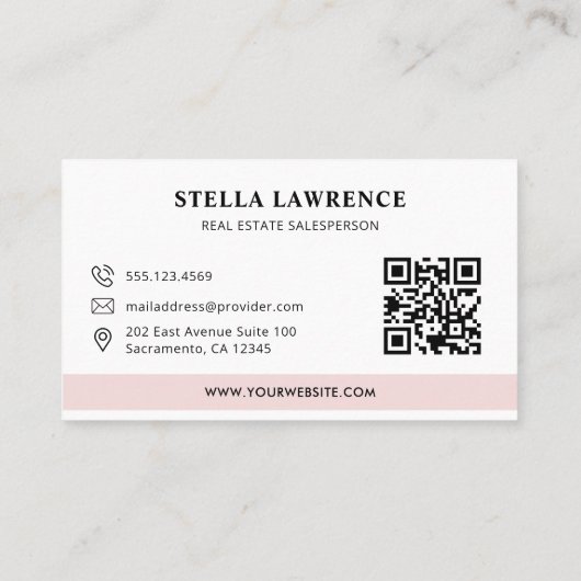 Modern BLUSH Professional Real Estate Agent Photo 名刺 (裏面)