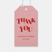 Modern Blush Red Bold Font THANK YOU Wedding  ギフトタグ (正面)