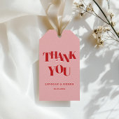 Modern Blush Red Bold Font THANK YOU Wedding  ギフトタグ