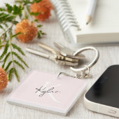 Modern Blush Rose Personalized Monogram Name -  キーホルダー (正面右)