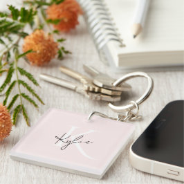 Modern Blush Rose Personalized Monogram Name -  キーホルダー
