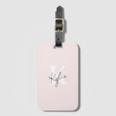 Modern Blush Rose Personalized Monogram Name -  ラゲッジタグ (正面縦)
