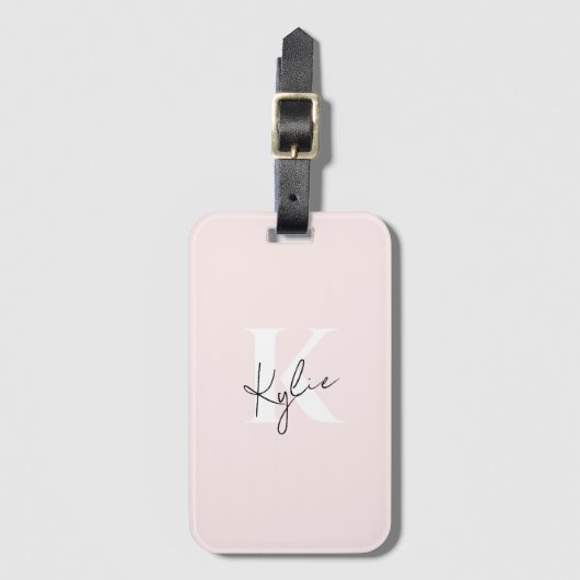 Modern Blush Rose Personalized Monogram Name -  ラゲッジタグ (正面縦)