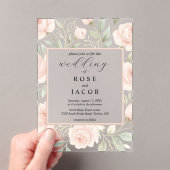 Modern Blush Roses Acrylic Wedding Invitation アクリル招待状 (インサイチュ (ポータブル))
