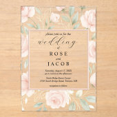 Modern Blush Roses Acrylic Wedding Invitation アクリル招待状 (正面)