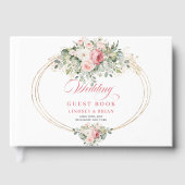 Modern Blush Roses Greenery Wedding Guest Book ゲストブック (正面)