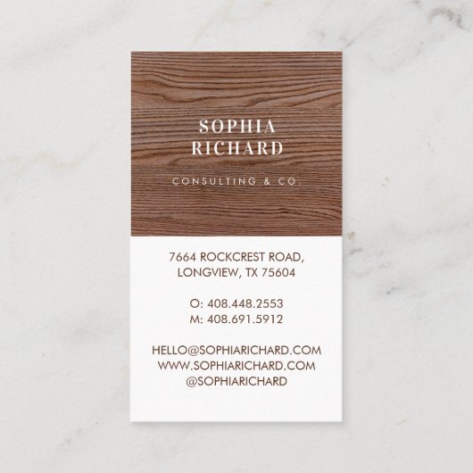 Modern Blush & Wood Chic Luxury Professional Photo 名刺 (裏面)