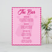 Modern BlushPink Chevron Bar Menu Wedding Tabletop (スタンド正面)