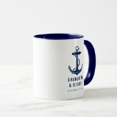 Modern Boat Anchor Beach Wedding Favor マグカップ (正面右)