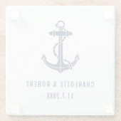 Modern Boat Anchor Beach Wedding Groomsmen ガラスコースター (裏面)