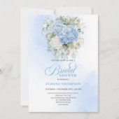 Modern Bohemian Blue Floral Bridal Shower Invite 招待状 (正面)