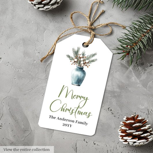 Modern Bohemian Botanical Christmas Gift Tag ギフトタグ