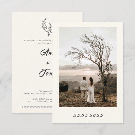 Modern Bohemian Desert Romance| Wedding Invitation 招待状 (正面/裏面)
