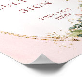 Modern Bohemian Dusty Pink Eucalyptus Custom Sign ポスター (角)