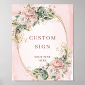 Modern Bohemian Dusty Pink Eucalyptus Custom Sign ポスター (正面)